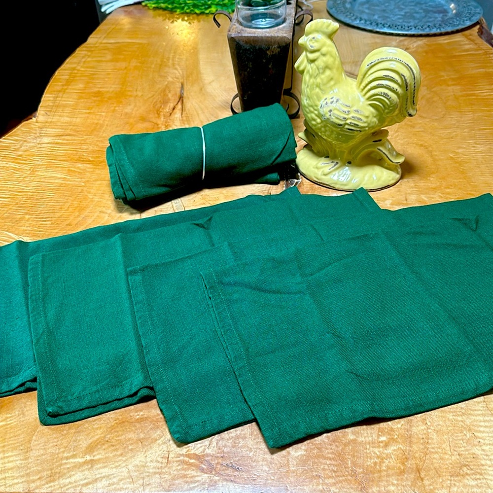 Green Bella Lux viscose linen cloth napkins set of 4